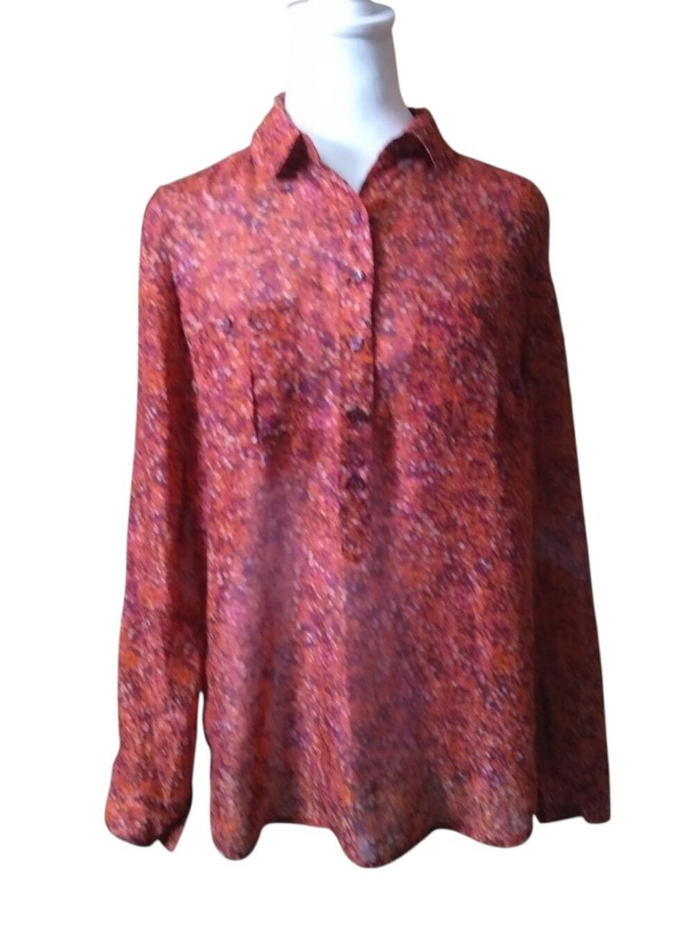 LOFT  Size Small Blouse Floral Sheer Popover Maximalist Loud Career Office